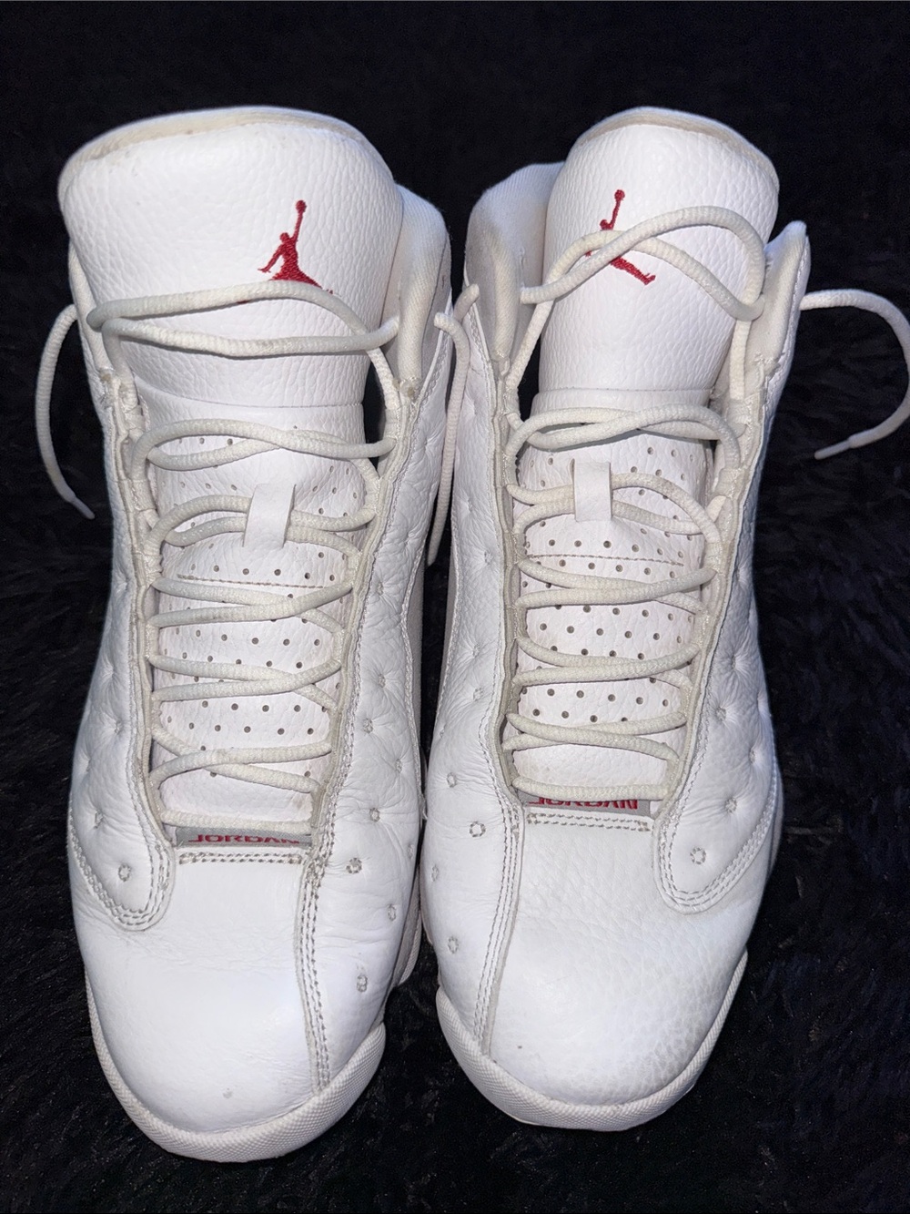 Jordan White Sneakers with Red Jumpman Accents
